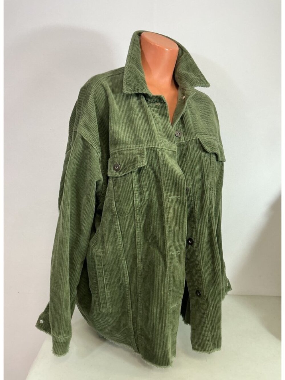 Zara Green Corduroy Jacket Coat Womens Large